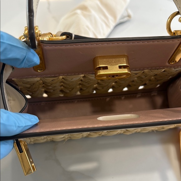 NWOT Tory Burch Lee Radziwill Raffia Punch Petite Bag - Picture 8 of 12